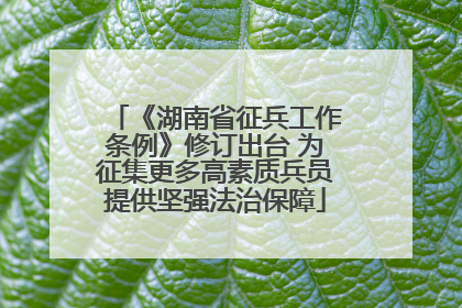 《湖南省征兵工作条例》修订出台 为征集更多高素质兵员提供坚强法治保障