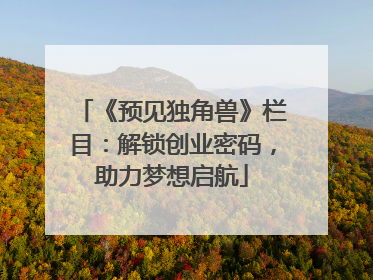 《预见独角兽》栏目：解锁创业密码，助力梦想启航