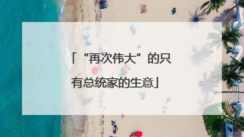 “再次伟大”的只有总统家的生意