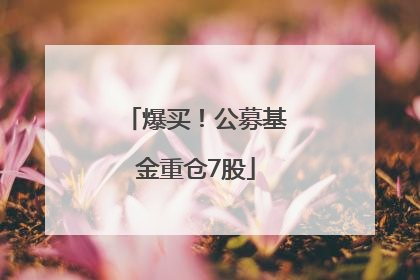 爆买！公募基金重仓7股