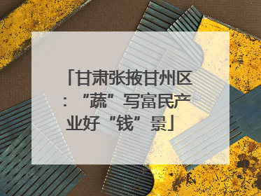甘肃张掖甘州区：“蔬”写富民产业好“钱”景