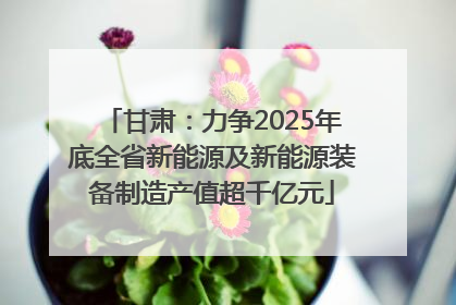 甘肃：力争2025年底全省新能源及新能源装备制造产值超千亿元