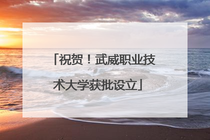 祝贺！武威职业技术大学获批设立