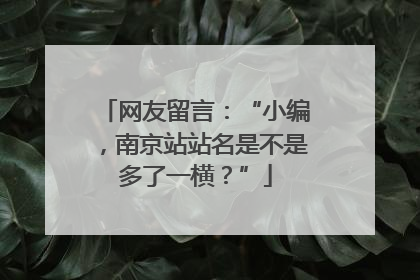 网友留言：“小编，南京站站名是不是多了一横？”