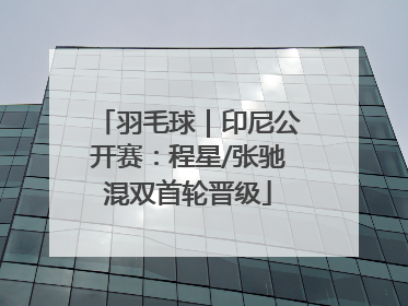 羽毛球｜印尼公开赛：程星/张驰混双首轮晋级