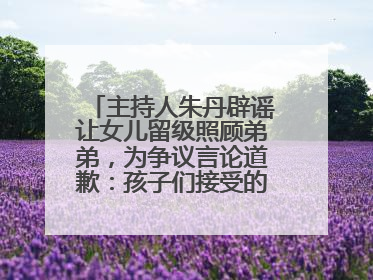 主持人朱丹辟谣让女儿留级照顾弟弟，为争议言论道歉：孩子们接受的是混龄教育，感恩每一条批评