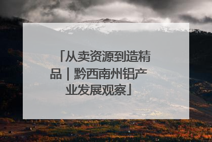 从卖资源到造精品｜黔西南州铝产业发展观察