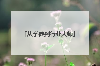 从学徒到行业大师
