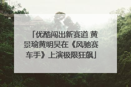 优酷闯出新赛道 黄景瑜黄明昊在《风驰赛车手》上演极限狂飙