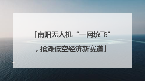 南阳无人机“一网统飞”，抢滩低空经济新赛道