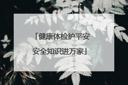 健康体检护平安 安全知识进万家