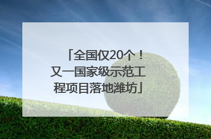 全国仅20个！又一国家级示范工程项目落地潍坊