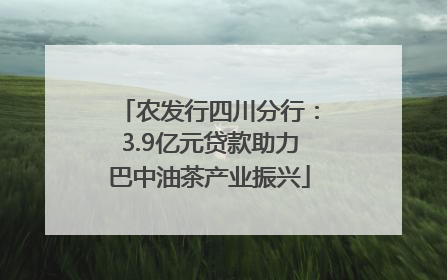农发行四川分行：3.9亿元贷款助力巴中油茶产业振兴