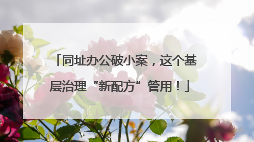 同址办公破小案，这个基层治理“新配方”管用！