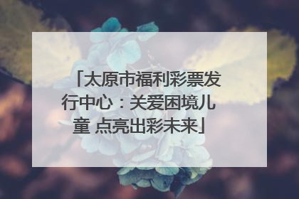 太原市福利彩票发行中心：关爱困境儿童 点亮出彩未来