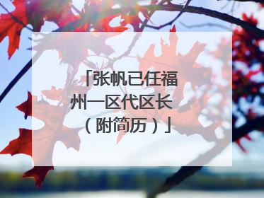 张帆已任福州一区代区长（附简历）