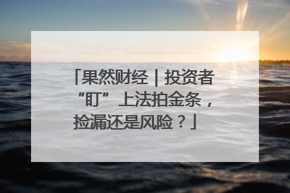 果然财经｜投资者“盯”上法拍金条，捡漏还是风险？