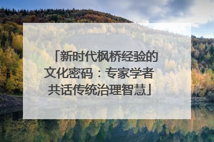 新时代枫桥经验的文化密码：专家学者共话传统治理智慧