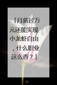 月薪过万元还能实现小龙虾自由，什么职业这么香？
