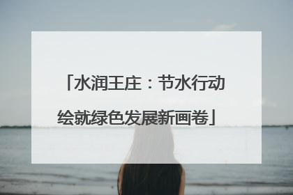 水润王庄：节水行动绘就绿色发展新画卷