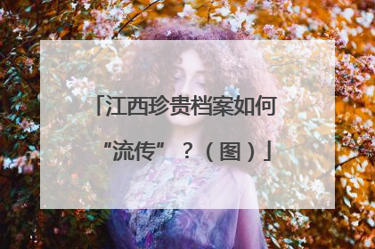 江西珍贵档案如何“流传”？（图）
