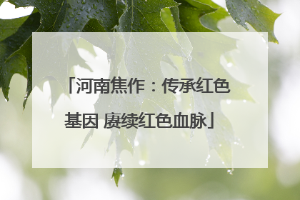 河南焦作：传承红色基因 赓续红色血脉