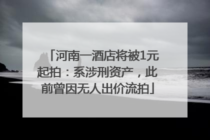 河南一酒店将被1元起拍：系涉刑资产，此前曾因无人出价流拍