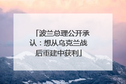 波兰总理公开承认：想从乌克兰战后重建中获利