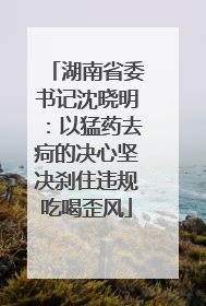 湖南省委书记沈晓明：以猛药去疴的决心坚决刹住违规吃喝歪风