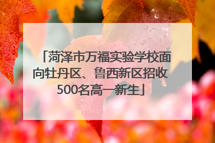 菏泽市万福实验学校面向牡丹区、鲁西新区招收500名高一新生