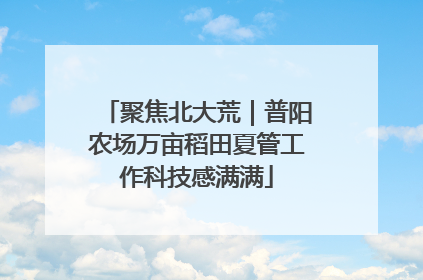 聚焦北大荒｜普阳农场万亩稻田夏管工作科技感满满