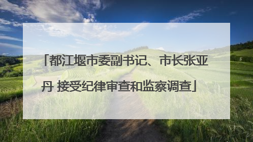 都江堰市委副书记、市长张亚丹 接受纪律审查和监察调查