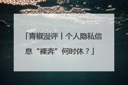 青椒漫评丨个人隐私信息“裸奔”何时休？