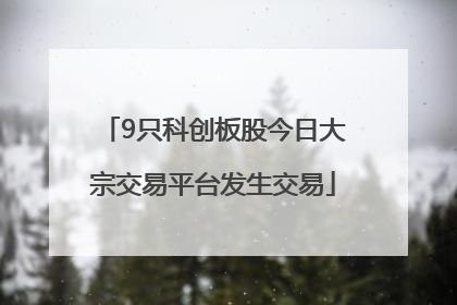 9只科创板股今日大宗交易平台发生交易